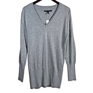 WHBM Cashmere Blend Long Sleeve Cozy Knit Pullover Small NWT Rib Stretch Gray